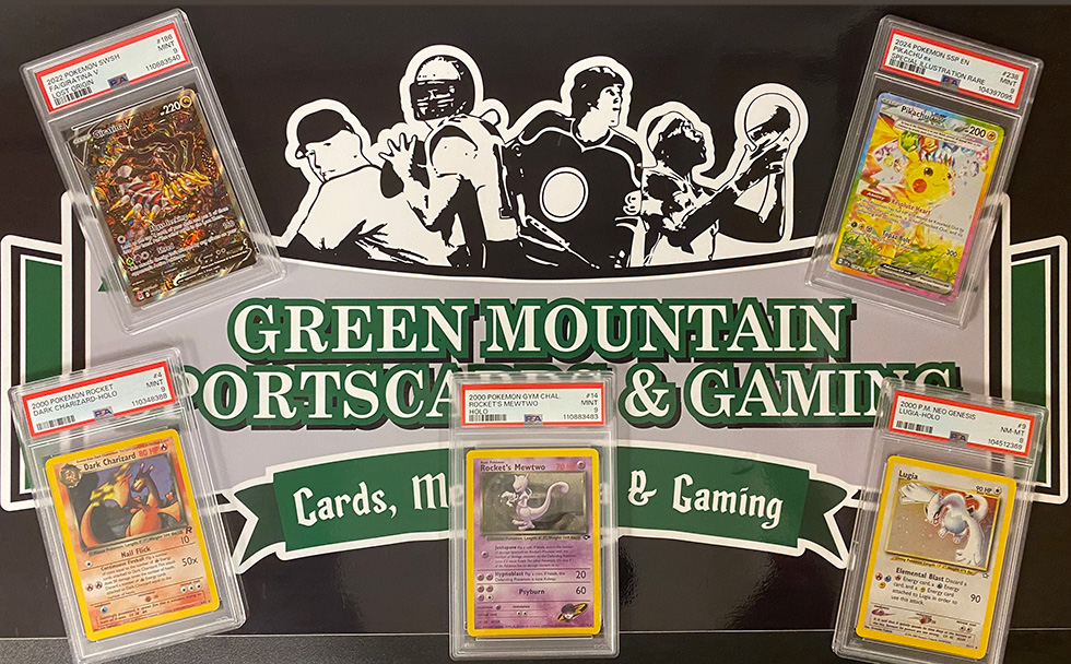 Sportscards on Green Mountain Sportscards and Gaming sign